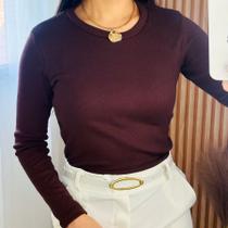 T-Shirt Feminina Com Manga Longa Ribana canelado Premium 100% Algodão Básica T-Shirt Feminina Com Manga Longa Ribana canelado Premium 100% Algodão Básica