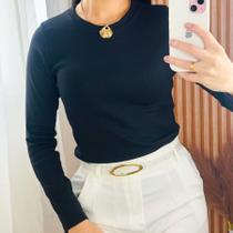 T-Shirt Feminina Com Manga Longa Ribana canelado Premium 100% Algodão Básica T-Shirt Feminina Com Manga Longa Ribana canelado Premium 100% Algodão Básica