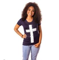 T-shirt feminina "Cruz" Azul M
