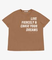 T-Shirt Feminina E Estampa Meia Malha Secret Glam Marrom