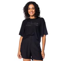 T-Shirt Feminina Endless Estampa Brilho Preto T-Shirt Feminina Endless Estampa Brilho Preto