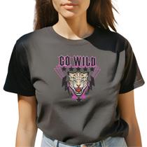 T-Shirt Feminina Estampa Leopardo Blusa Feminina Camiseta Algodão