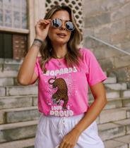 T-Shirt Feminina Estampa Leopardo Estonada Select Rosa