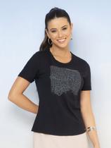 T-Shirt Feminina Estampada Com Glitter Cativa