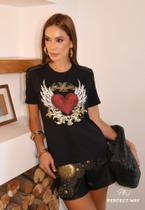 T-shirt feminina estampada preto m