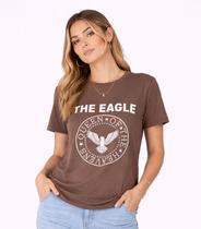 T- Shirt Feminina Manga Curta Estampada Good Bless Marrom