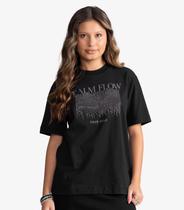 T-Shirt Feminina Meia Malha Com Estampa Minty Preto
