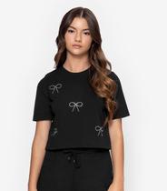 T- Shirt Feminina Meia Malha Minty Preto T- Shirt Feminina Meia Malha Minty Preto