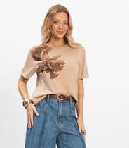 T- Shirt Feminina Meia Malha Rovitex Marrom