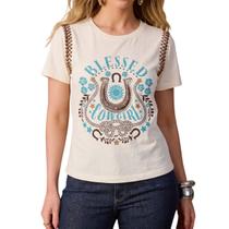 T-shirt Feminina Moonhorse Ferradura Com Apliques Com Strass