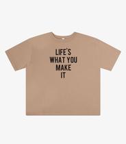 T-Shirt Feminina Oversized Com Strass Rovitex Marrom