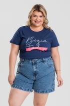 T-shirt Feminina Plus Size 100% Algodão Estampada "BEGING TODAY" - Serena