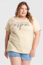 T-shirt Feminina Plus Size 100% Algodão Estampada "DREAM CREATE SHARE INSPIRE" - Serena T-shirt Feminina Plus Size 100% Algodão Estampada "DREAM CREATE SHARE INSPIRE" - Serena