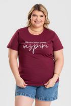 T-shirt Feminina Plus Size 100% Algodão Estampada "DREAM CREATE SHARE INSPIRE" - Serena T-shirt Feminina Plus Size 100% Algodão Estampada "DREAM CREATE SHARE INSPIRE" - Serena
