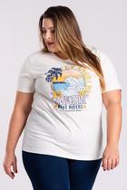 T-shirt Feminina Plus Size Algodão c/ Estampa "WAVE RIDERS Its summer time"