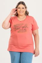T-shirt Feminina Plus Size em Malha Algodão c/ Estampa "MAGNIFIQUE" - Serena