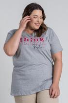 T-shirt Feminina Plus Size Estampada "Think Positive" - Serena
