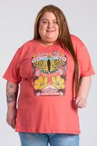T-shirt Feminina Plus Size Malha Algodão Estampada "PEACE & LOVE" - Serena T-shirt Feminina Plus Size Malha Algodão Estampada "PEACE & LOVE" - Serena