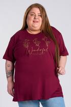 T-shirt Feminina Plus Size Malha Algodão Estampada " Wonderful" - Serena