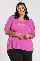 T-shirt Feminina Plus Size Malha Viscose c/ Estampa "Everything" - Serena