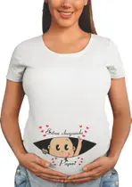 T-Shirt Gestante Estou Chegando Papai Chá De Bebê Grávida Vermelho T-Shirt Gestante Estou Chegando Papai Chá De Bebê Grávida Vermelho