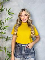 T-shirt Gola Alta Feminina Mostarda T-shirt Gola Alta Feminina Mostarda
