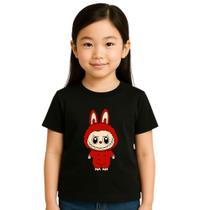 T-shirt Infantil Com Estampa Divertida Dos Monstros Labubu E Pelúcia Ursinhos Chaveiro