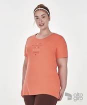 T-Shirt Inspiracional Plus Alto Giro Coral Intenso