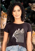 T-Shirt Malha Gato Cinza