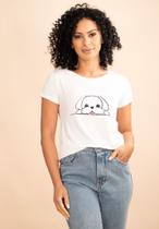 T-Shirt Malha Off White Cachorro Fofo