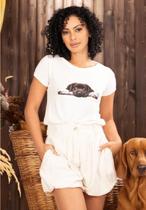 T-Shirt Malha Off White Cãozinho - Amazonia Vital