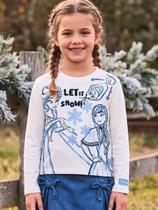 T-shirt Manga Longa Frozen Princesas Com Strass Bimbi T-shirt Manga Longa Frozen Princesas Com Strass Bimbi