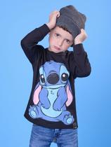 T shirt manga longa stitch frente e verso youccie