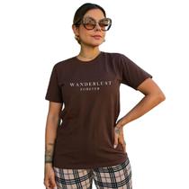 T-Shirt Marrom Escuro Wanderlust Branca