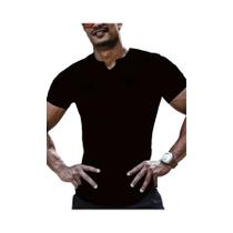 T-Shirt Masculina com Decote V - Simples, Elegante e Cor Sólida - Verão