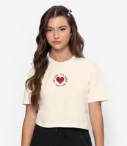 T-shirt Meia Malha Bordada Minty Bege T-shirt Meia Malha Bordada Minty Bege