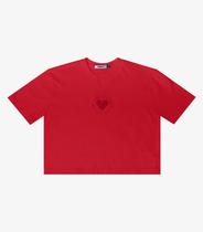 T-shirt Meia Malha Bordada Minty Vermelho T-shirt Meia Malha Bordada Minty Vermelho