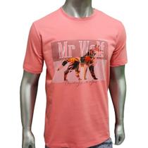 T-Shirt Meia Malha Estampada Malva XG