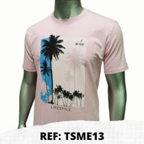 T-Shirt Meia Malha Estampada Rosa BB XG