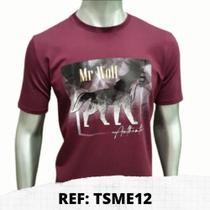 T-Shirt Meia Malha Estampada-Vinho XG
