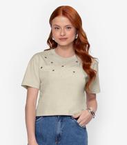 T- Shirt Meia Malha Feminina Minty Bege T- Shirt Meia Malha Feminina Minty Bege