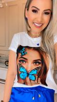 t-shirt off rosto + borboleta azul