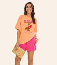 T- Shirt Overzised Meia Malha Feminina Rovitex Laranja