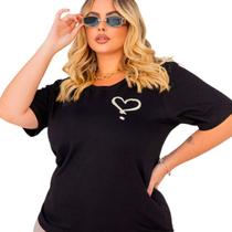 T-Shirt Plus Size Feminina Estampada Coração