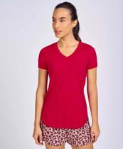 T-shirt Skin Fit Alongada Gola V Alto Giro - Ref. 2331701