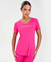 T-Shirt Skin Fit Inspiracional Alto Giro Rosa Vibrante