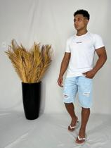 T-Shirt Suburbio, Camisa Masculina, Adulto, Manga Curta Slim fit, Algodão Egípcio, Branca, P ao GG