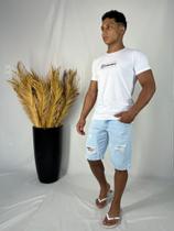 T-Shirt Suburbio, Camisa Masculina, Adulto, Manga Curta Slim fit, Algodão Egípcio, Branca, P ao GG