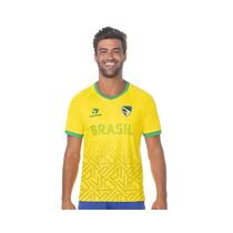 T-shirt topper brasil feminina meia manga 8522001 - amarelo