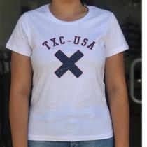 T Shirt Txc Branco LogoMarinho Rosa